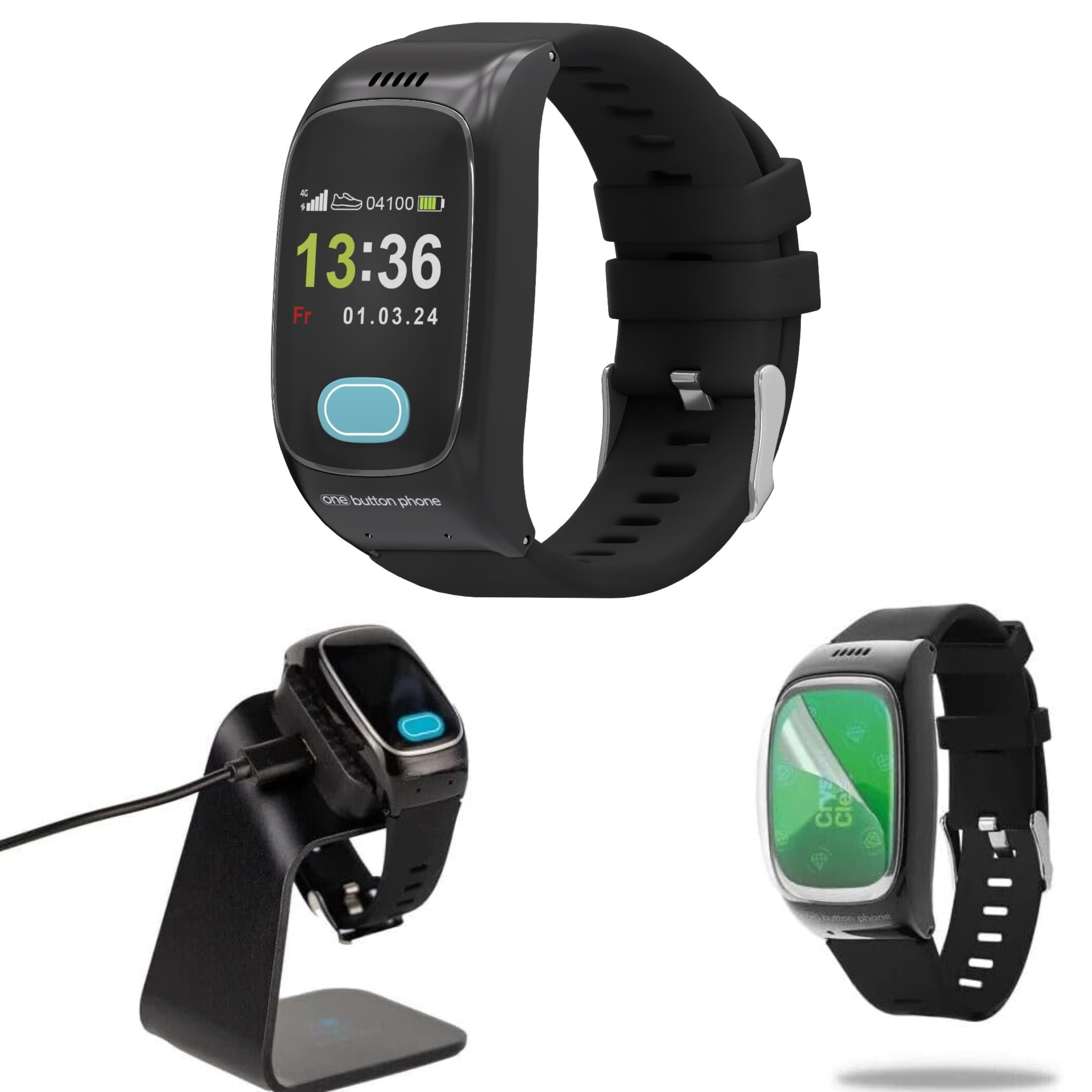 One Button Phone Modell 2024 mit original Ladestation & Displayschutzfolie